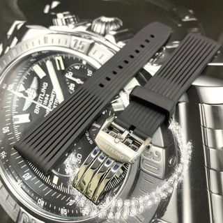 6 24mm BREITLING ブライトリング 黒 ラバーベルト Dバックル