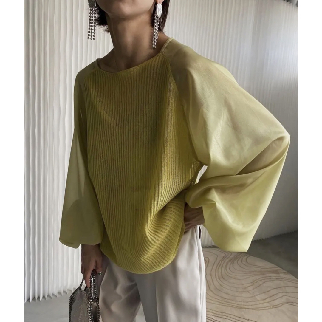 アメリヴィンテージ✨ VOLUME SLEEVE SHEER KNIT TOP