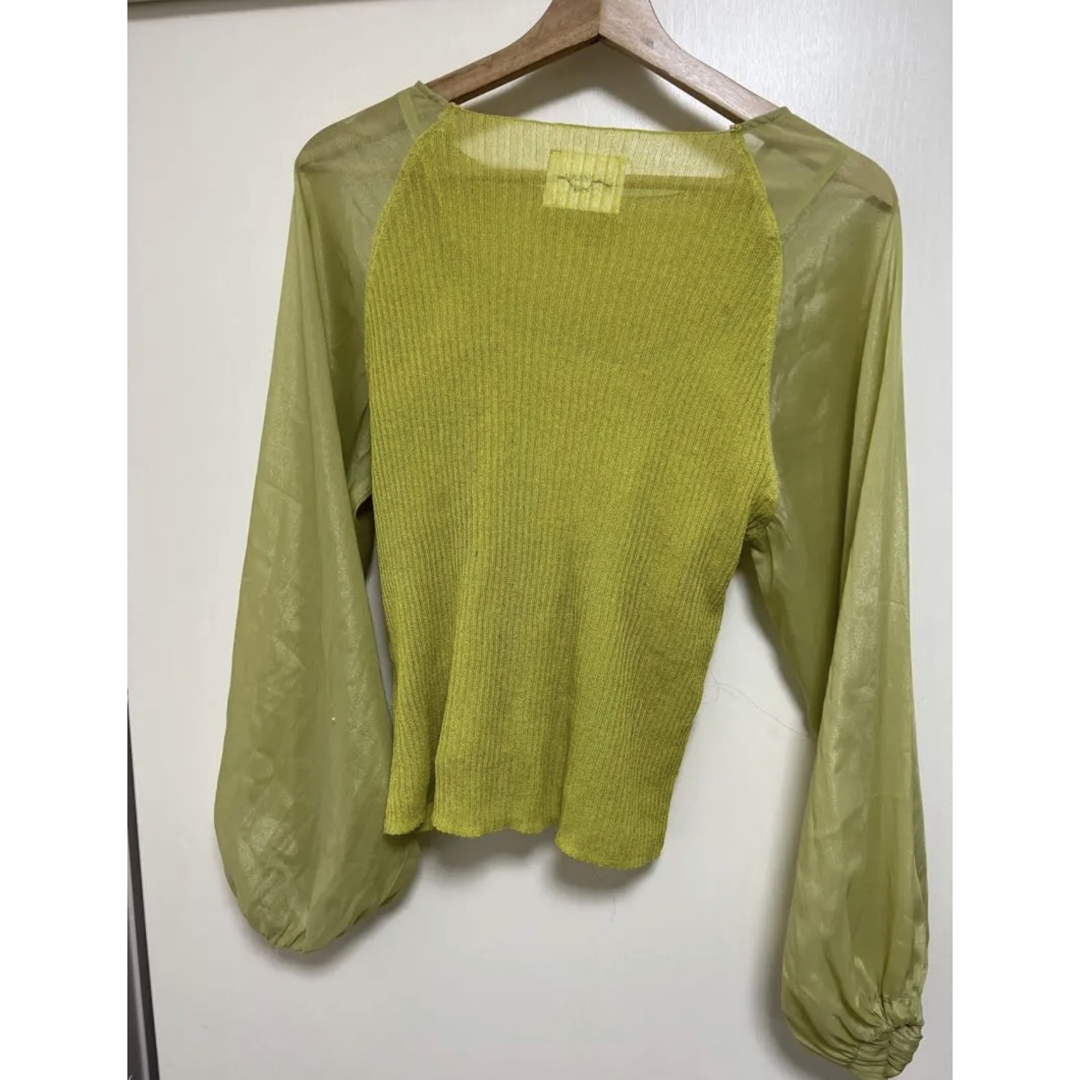 【完売品】AMERI VOLUME SLEEVESHEER KNIT TOP 黄