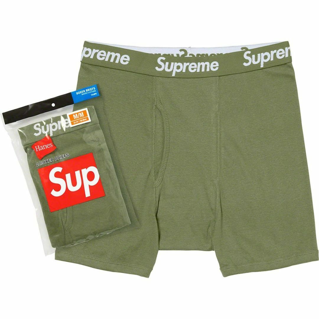 Sサイズ 2枚 Supreme Hanes Boxer Briefs オリーブ