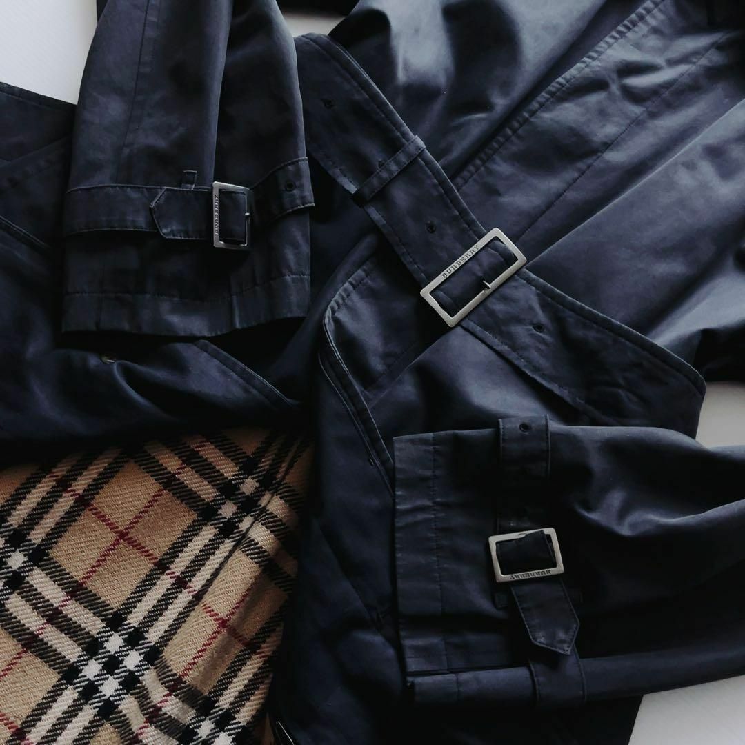 春服✨美品Burberry London トレンチコート ノバチェック 紺 XL