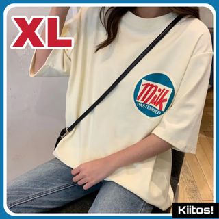 ホワイト 白 アメカジ ロゴ 半袖 Tシャツ 韓国ファッション レディース 新品(Tシャツ(半袖/袖なし))