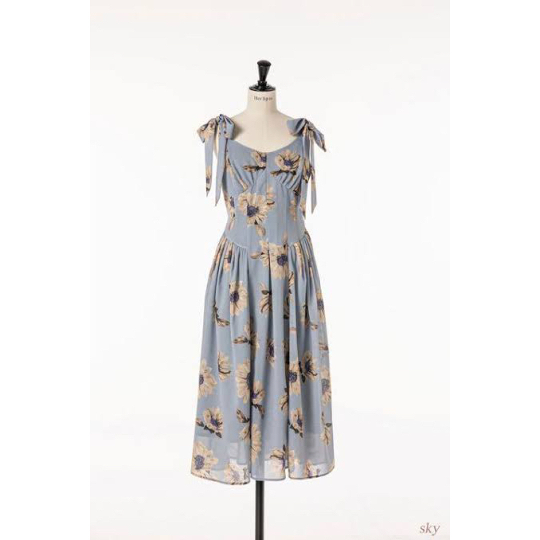 herlipto♡Sunflower-Printed Midi Dress 3