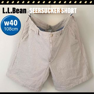 エルエルビーン(L.L.Bean)のLLBEAN★シアサッカーコットンショーツ★ストライプ★w40/108cm(ショートパンツ)