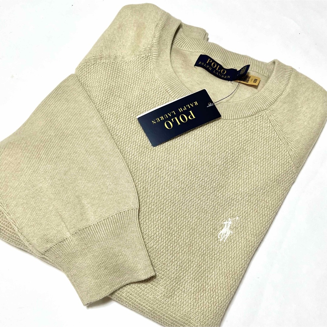 POLO RALPH LAUREN(ポロラルフローレン)の先取り☆"コットンニットトレーナー 新品 ラルフローレン メンズM 生成りカラー メンズのトップス(ニット/セーター)の商品写真