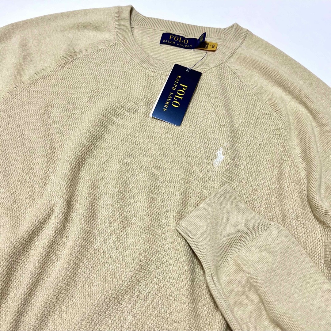 POLO RALPH LAUREN(ポロラルフローレン)の先取り☆"コットンニットトレーナー 新品 ラルフローレン メンズM 生成りカラー メンズのトップス(ニット/セーター)の商品写真