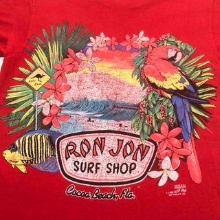 アートヴィンテージ(ART VINTAGE)の80s 1989 USA製 hanesタグ Ron Jon tシャツ ポケT 昔(Tシャツ/カットソー(半袖/袖なし))