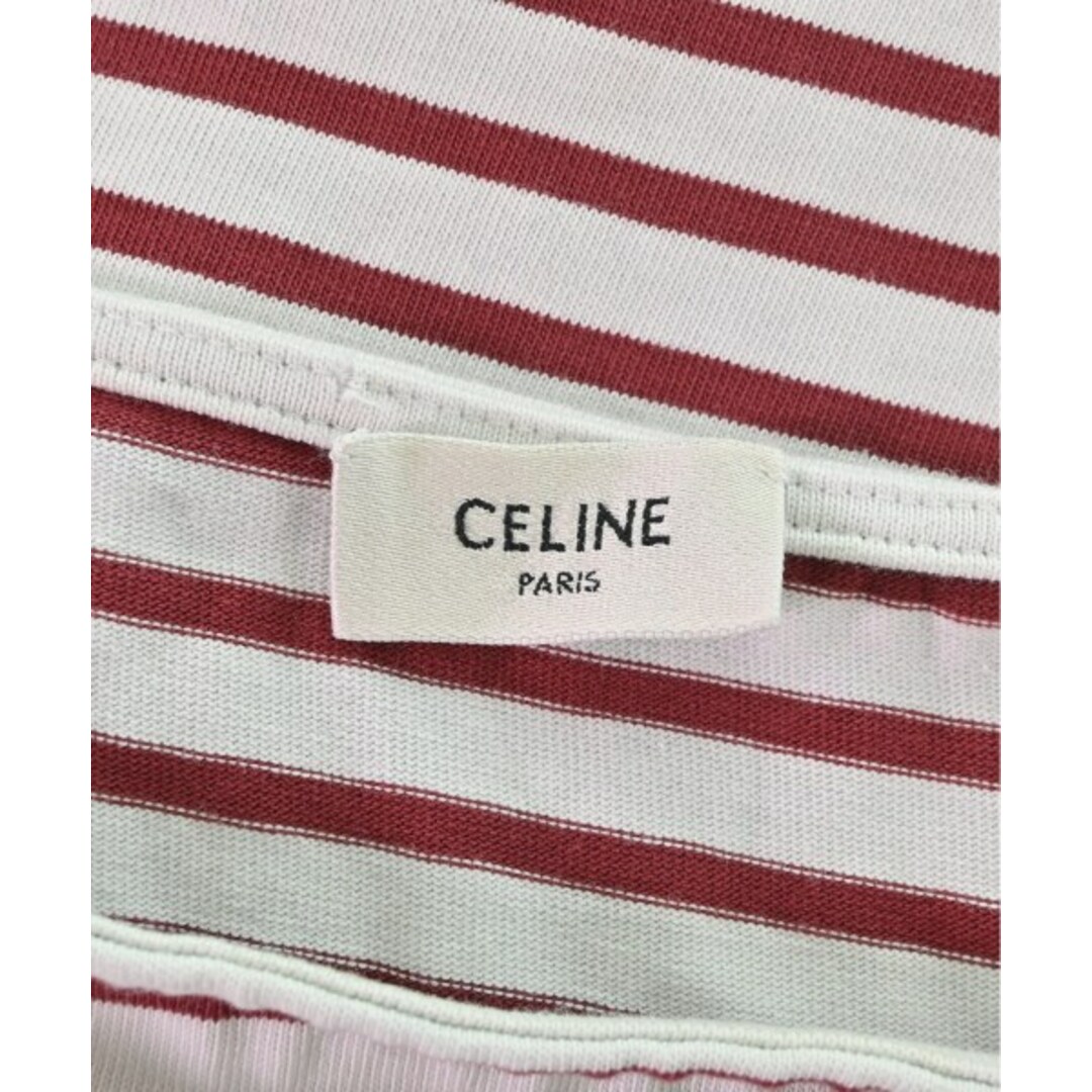 CELINE セリーヌ Tシャツ・カットソー XS 白x赤(ボーダー) | www