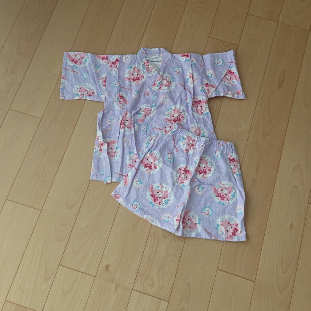 サンリオ(サンリオ)のぼんぼんリボン☆甚平 キッズ/ベビー/マタニティのキッズ服女の子用(90cm~)(甚平/浴衣)の商品写真