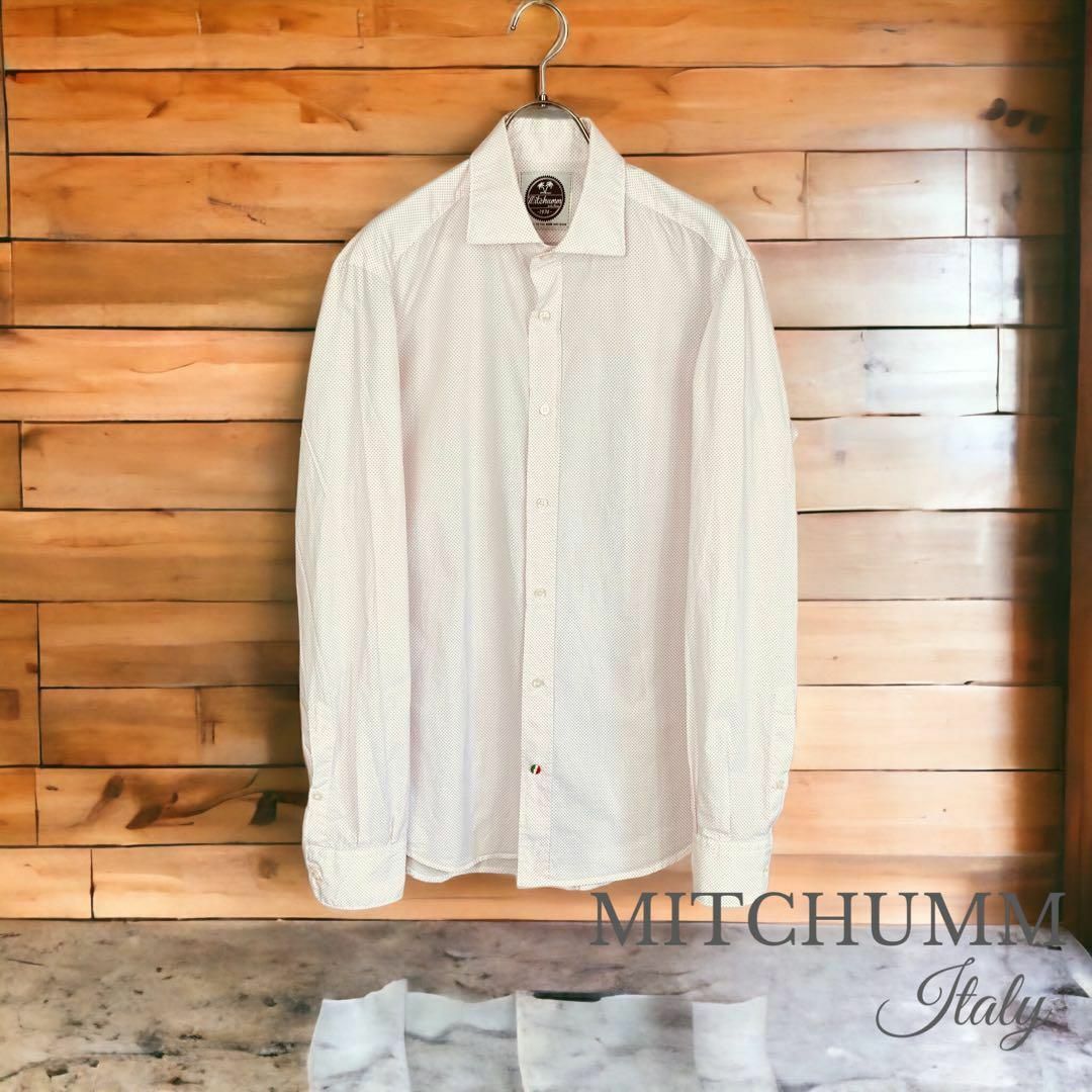 【ミッチュム】MITCHUMM 長袖シャツ L コットン ドット イタリア製