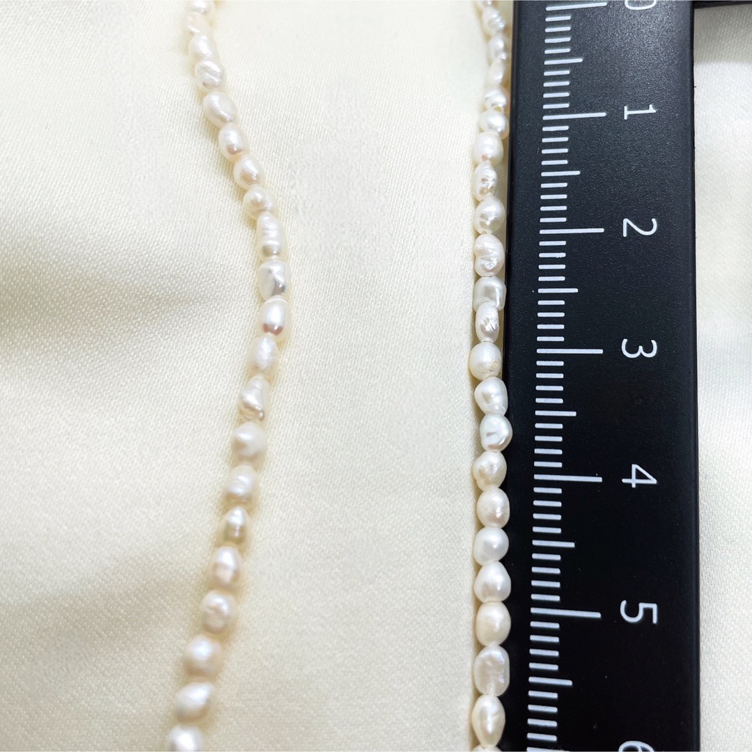 本真珠ライスパールネックレス お得なnoveltyスキンチェーン付き レディースのアクセサリー(ネックレス)の商品写真