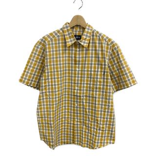 ステューシー(STUSSY)のステューシー STUSSY 半袖シャツ チェック柄 イエロー    メンズ L(シャツ)