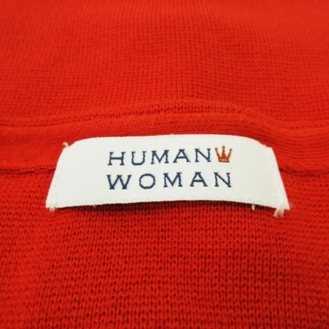 HUMAN WOMAN(ヒューマンウーマン)のヒューマンウーマン カーディガン ニット 長袖 コットン 袖スリット M 朱赤 レディースのトップス(カーディガン)の商品写真