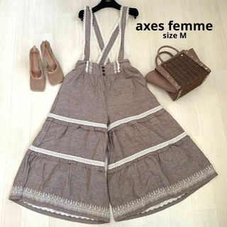 アクシーズファム(axes femme)のaxes femme アクシーズファム　レースパンツ　リネンパンツ　Mサイズ(サロペット/オーバーオール)