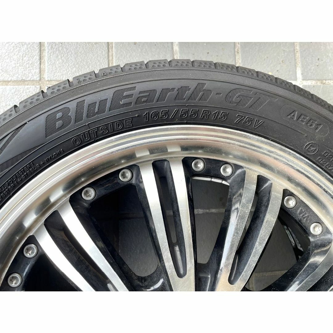 美品★軽自動車用ホイールタイヤセット★165/55R15　8.5～9分山 自動車/バイクの自動車(タイヤ・ホイールセット)の商品写真