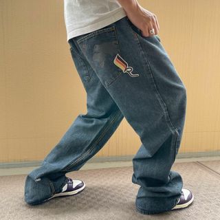 海外の正規 JAY-Z ロカウェア ヒップホップパンツ ワイドバギーデニム