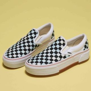 ヴァンズ(VANS)の【vans】24cm プラットフォーム　スリッポン　チェッカー×タイダイ(スニーカー)