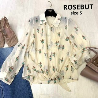 ローズバッド(ROSE BUD)のROSEBUT ローズバット　シアーブラウス　ブラウス　アロハシャツ　Sサイズ(シャツ/ブラウス(長袖/七分))