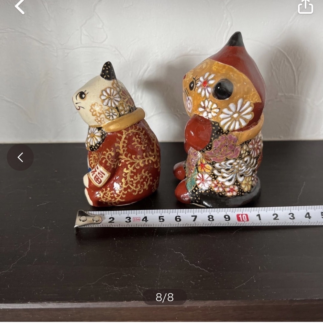 九谷焼 招き猫 右手 左手 花詰め 風水の通販 by こてつ's shop|ラクマ