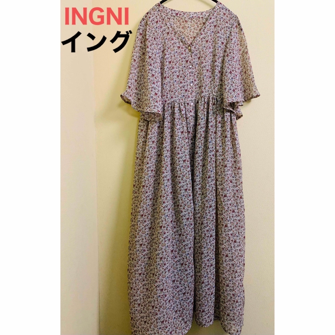 INGNI(イング)のINGNI イング　可愛い小花　ロングワンピース　カーディガン　Mサイズ レディースのワンピース(ロングワンピース/マキシワンピース)の商品写真