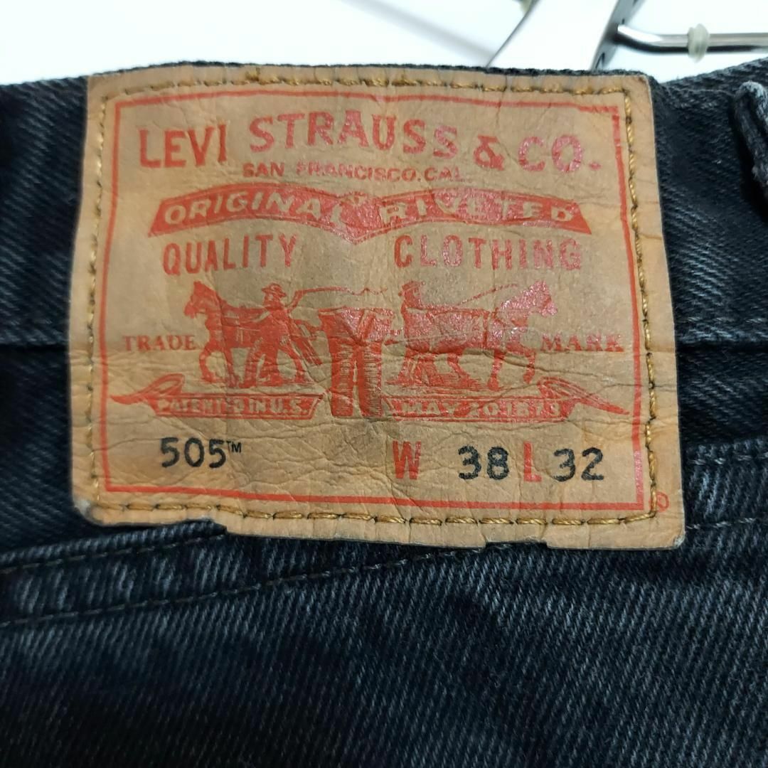 W38 Levi'sリーバイス505 ブラックデニム パンツ 極太 ワイド 黒