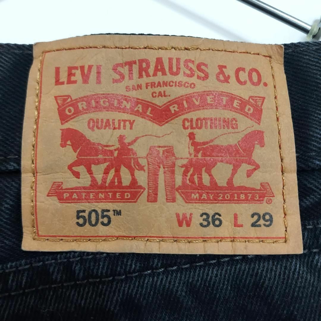 W36 Levi'sリーバイス505 ブラックデニム パンツ 極太 ワイド 黒 3