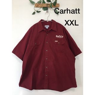 カーハート(carhartt)のCarhart カーハート ワンポイント　半袖シャツ　ボルドー　大きいサイズ(シャツ)