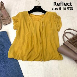 リフレクト(ReFLEcT)のReflect レフリト　シフォンブラウス　ブラウス　日本製　9サイズ　黄色(Tシャツ(半袖/袖なし))