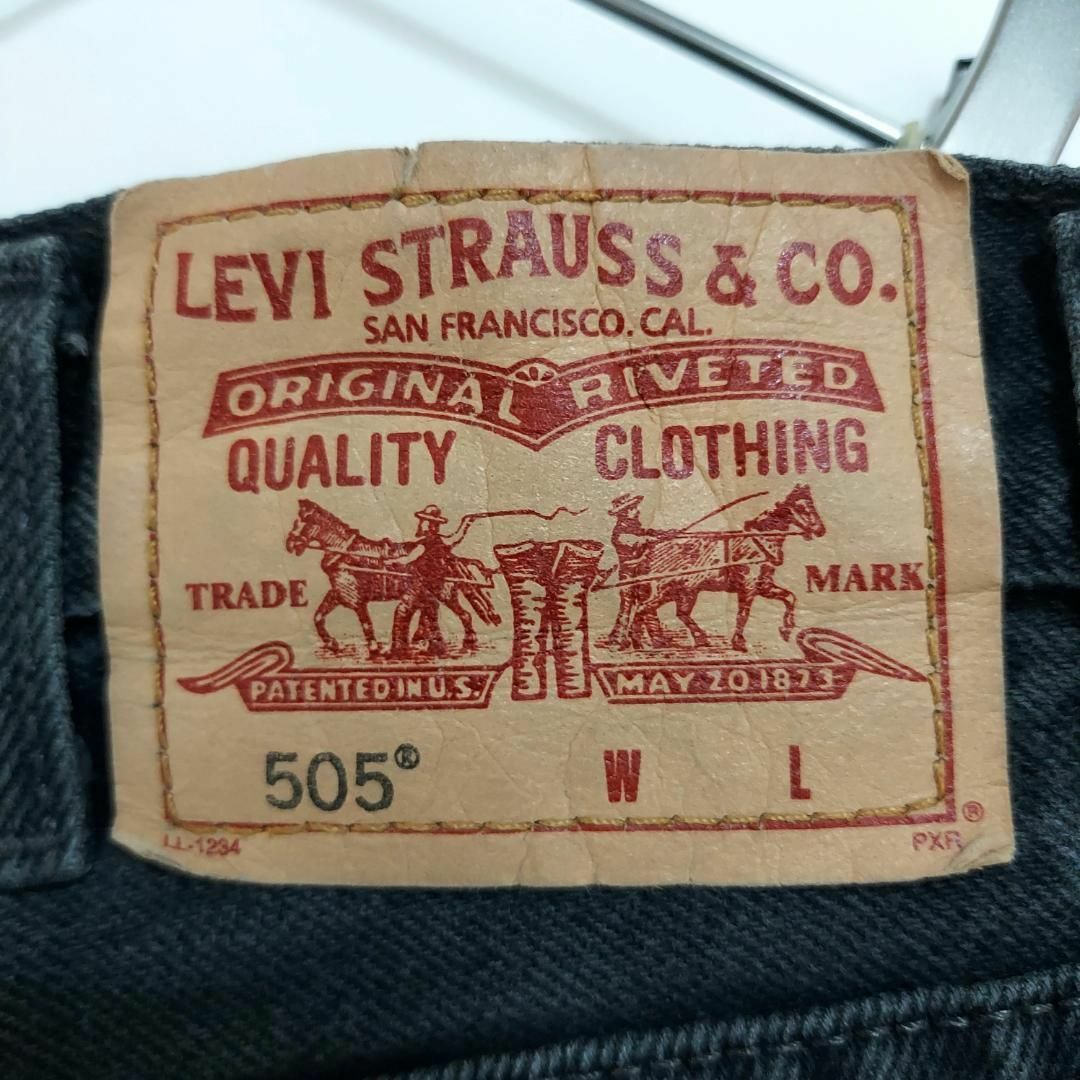 W38 Levi'sリーバイス 505 ブラックデニム パンツ 極太 ワイド 黒 3