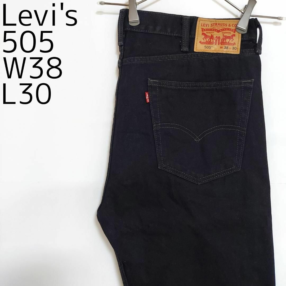 W38 Levi'sリーバイス505 ブラックデニム パンツ 極太 ワイド 黒赤