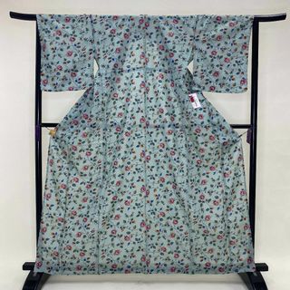 夏小紋 絽 夏用 小紋 ポリエステル 緑 花柄 新品 Lサイズ p-2の通販 by ...