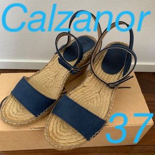 カルザノール(Calzanor)のカルザノール　ウェッジ　ジュートサンダル　ネイビー 37(サンダル)