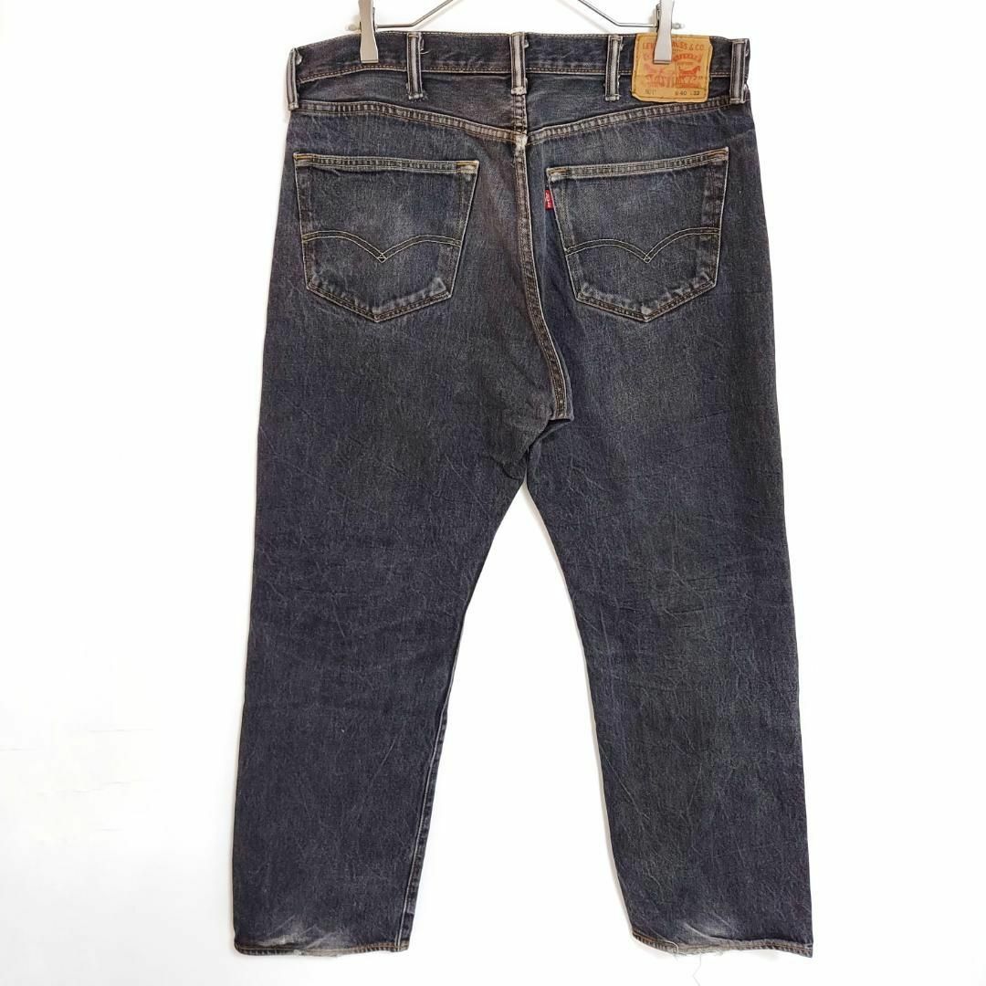 W40 Levi´sリーバイス501 ブラックデニム パンツ 極太 ワイド 黒-