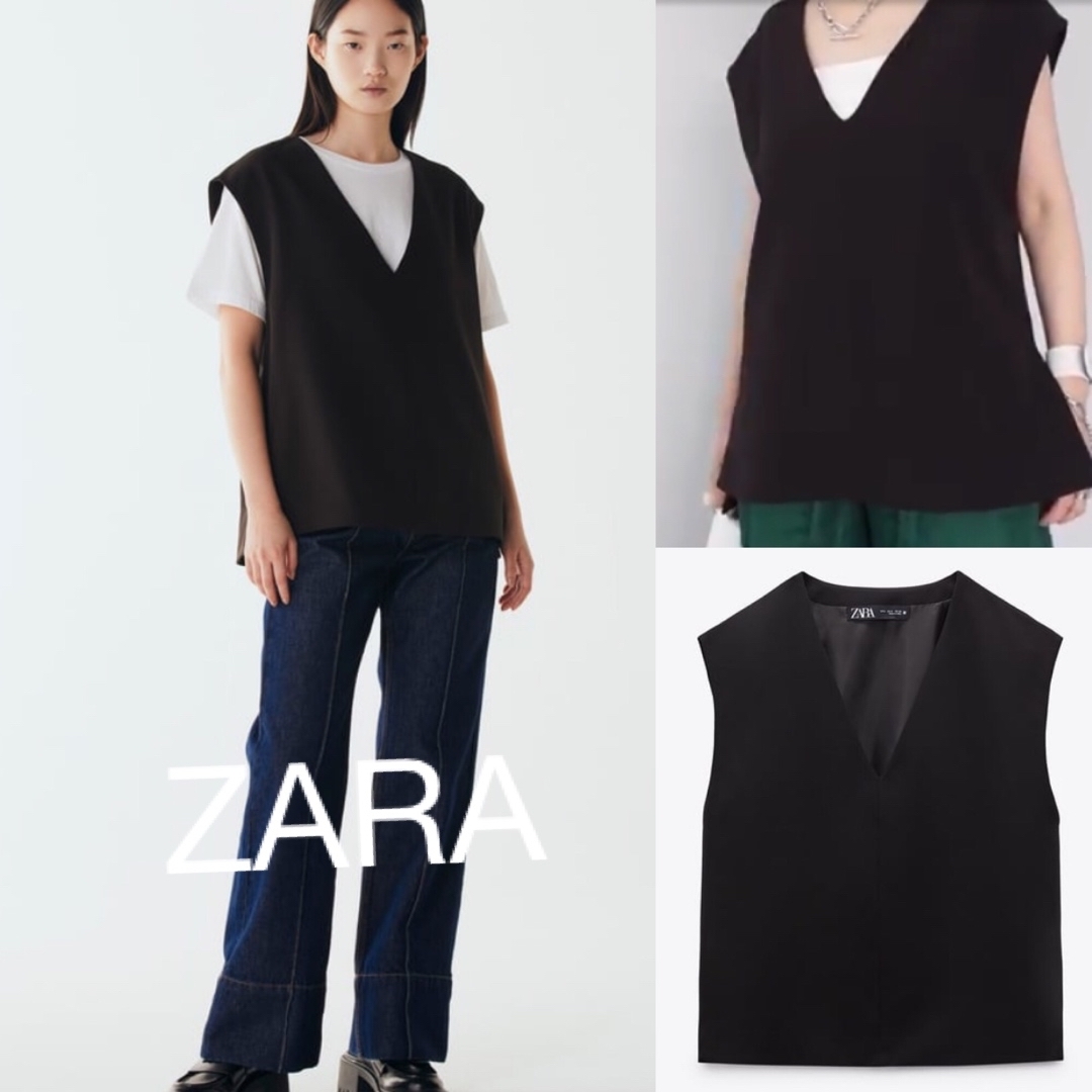 新品未使用 タグ付 人気商品 完売 ザラ ZARA ベスト ジレ ブラック XS