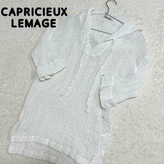 カプリシューレマージュ(CAPRICIEUX LE'MAGE)のCAPRICIEUX LEMAGE フード付きトップス　麻素材　Mサイズ(カットソー(半袖/袖なし))