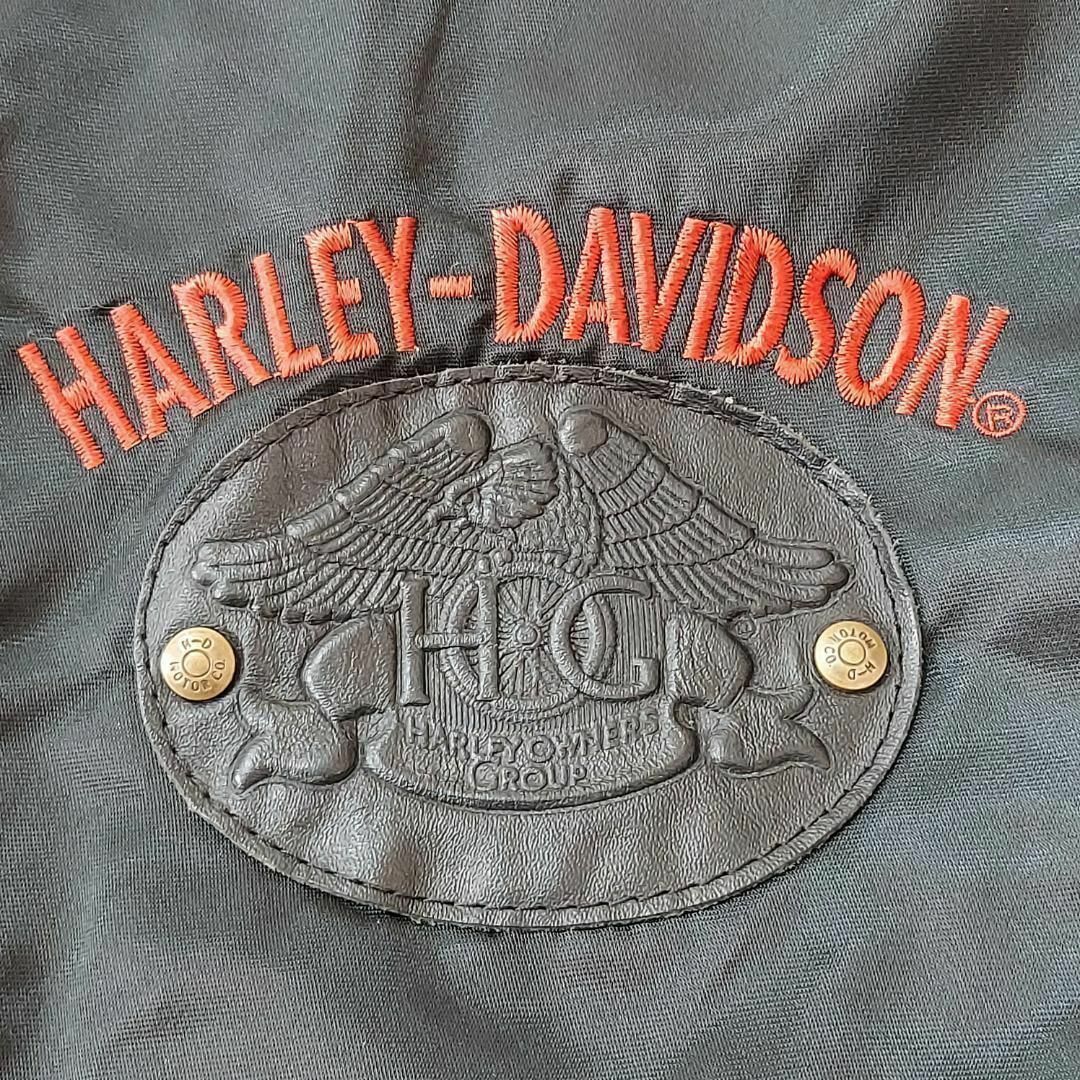 USA製 ハーレーダビッドソン ロゴ刺繍ナイロンジャケット XL ブラック 黒