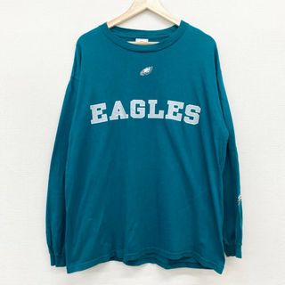 US古着 NFL フィラデルフィア・イーグルス Philadelphia Eagles ロンT 長袖 Tシャツ チームロゴ プリント サイズ：メンズ XL相当 ビッグサイズ ブルーグリーン【中古】(Tシャツ/カットソー(半袖/袖なし))