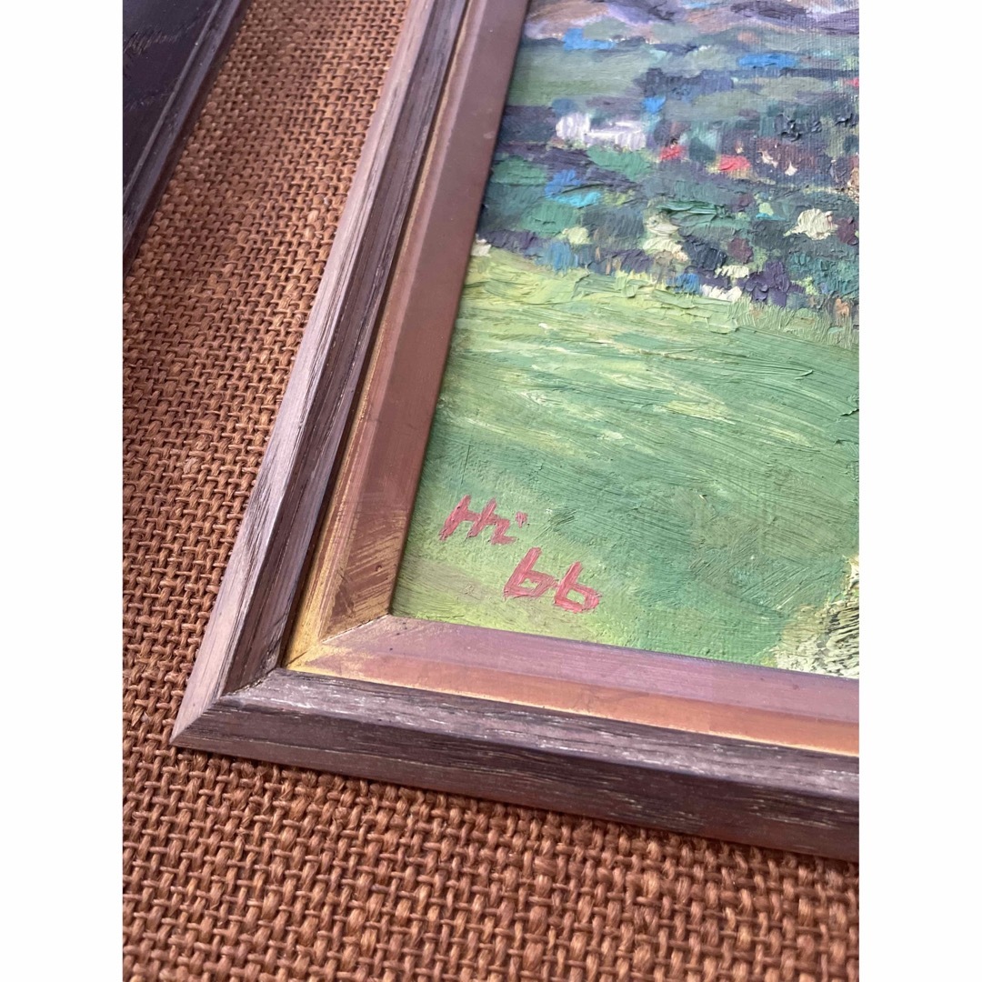 膾皿絵画　油絵　油彩　作者不明　風景画　景色　山