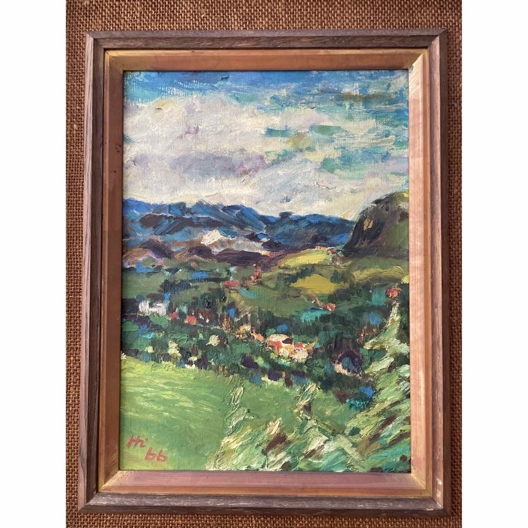 絵画 油絵 油彩 作者不明 風景画 景色 山 絵画 油絵 油彩 作者不明 風景画 景色 山
