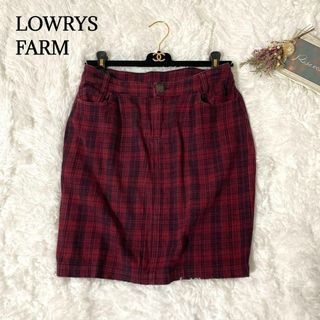 ローリーズファーム(LOWRYS FARM)の【美品】　ローリーズファーム　大人ガーリーカジュアル　チェック台形スカート　L(ひざ丈スカート)