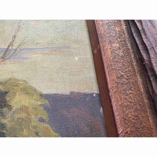 絵画 油絵 作者不明 アンティーク 風景画 景色 自然 森 森林 洋画の