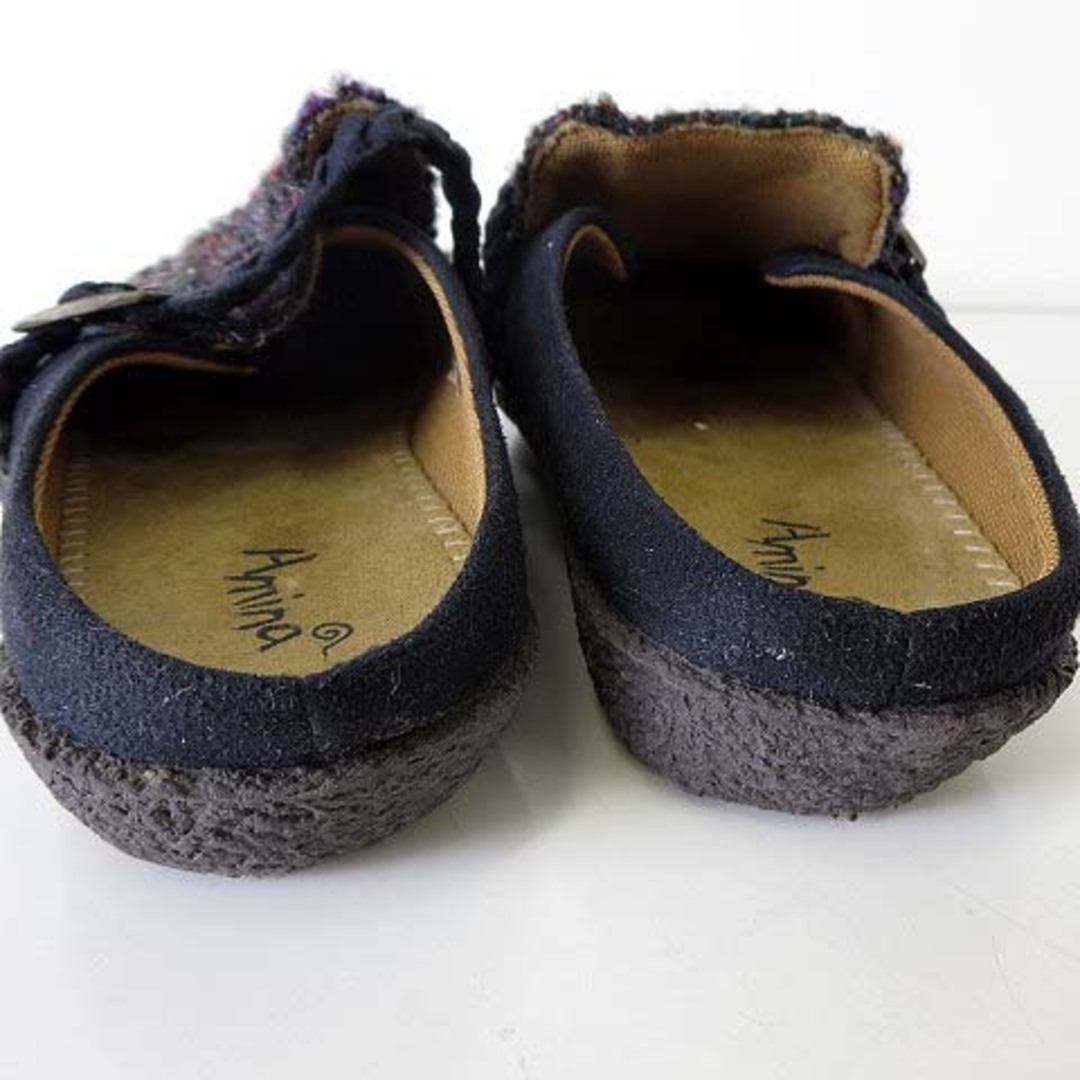 アミナ サンダル サボ スリッポン シューズ 起毛 M 23-23.5cm 黒 レディースの靴/シューズ(サンダル)の商品写真
