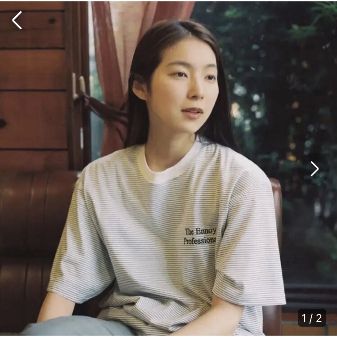 1LDK SELECT - ENNOY ボーダーTシャツ white×black ステッカー付きの