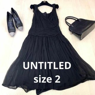 アンタイトル(UNTITLED)のUNTITLED シルクワンピースドレス　size XS(ロングワンピース/マキシワンピース)