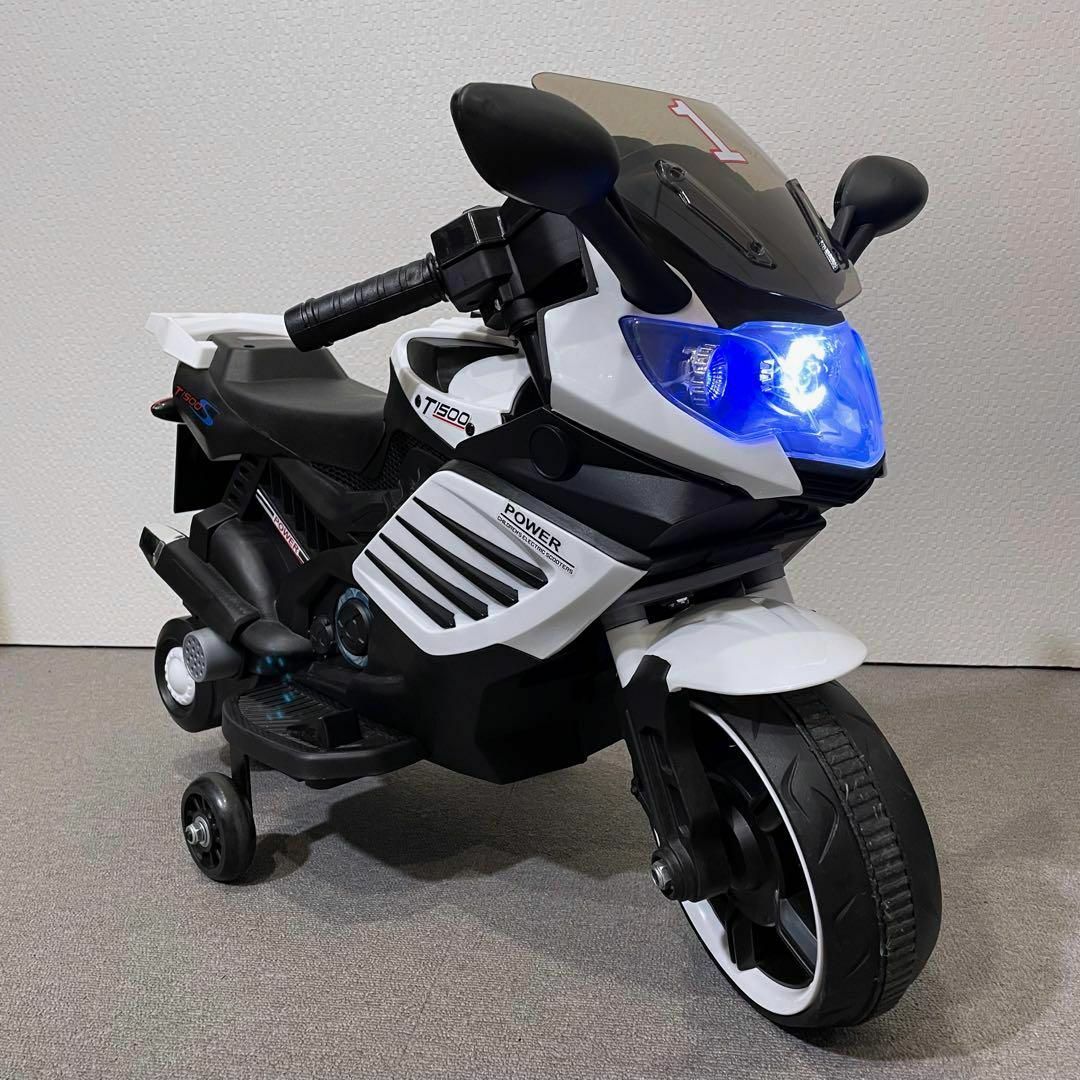 【美品】エスアイエス　子供用　電動乗用　バイクDCBK-061-WH