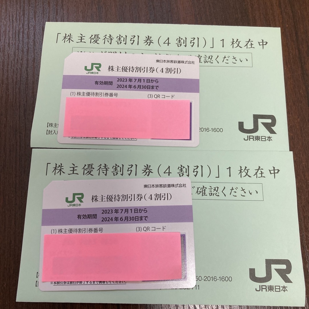 チケットJR東日本　株主優待　2枚