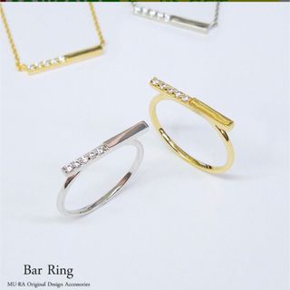 k22イエローゴールドコーティング Bar Ring バー リング(リング(指輪))