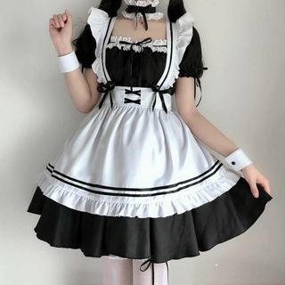 メイド服　仮装セクシー　可愛いワンピース　コスプレ　 7点フルセット 　L(セット/コーデ)