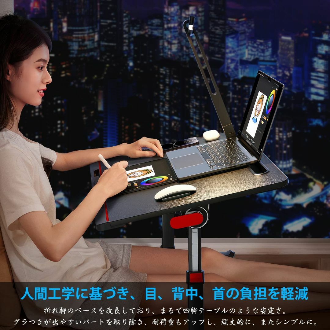 【色: ひぐれグレー】NEARPOW 折りたたみテーブル ノートパソコンスタンドひぐれグレー素材