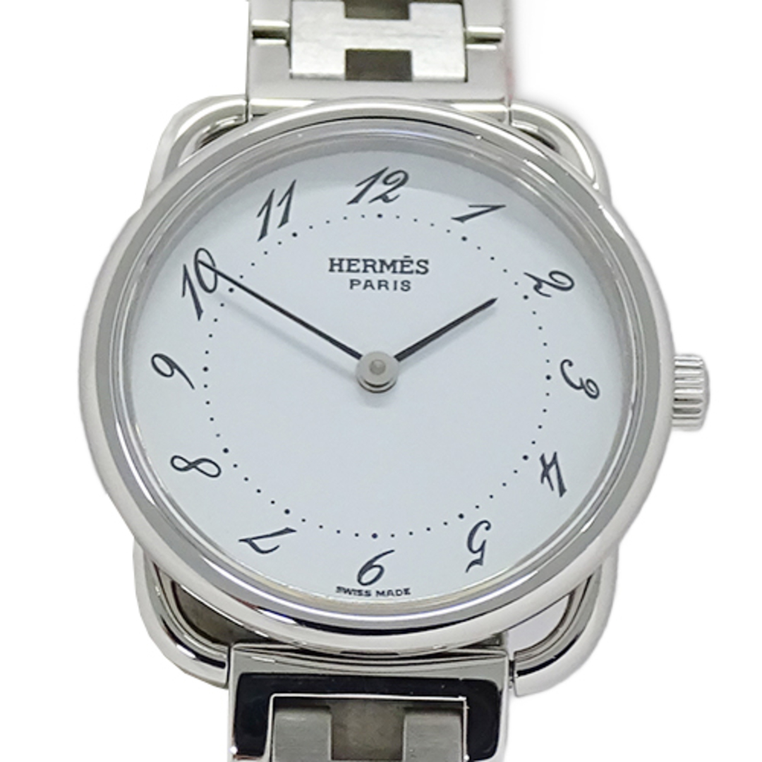 エルメス HERMES 時計 レディース ブランド アルソー クオーツ QZ ステンレス SS AR3.210 シルバー ホワイト ラウンド 磨き済み【中古】